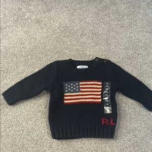 Ralph Lauren Infant Navy Sweater with Flag Design